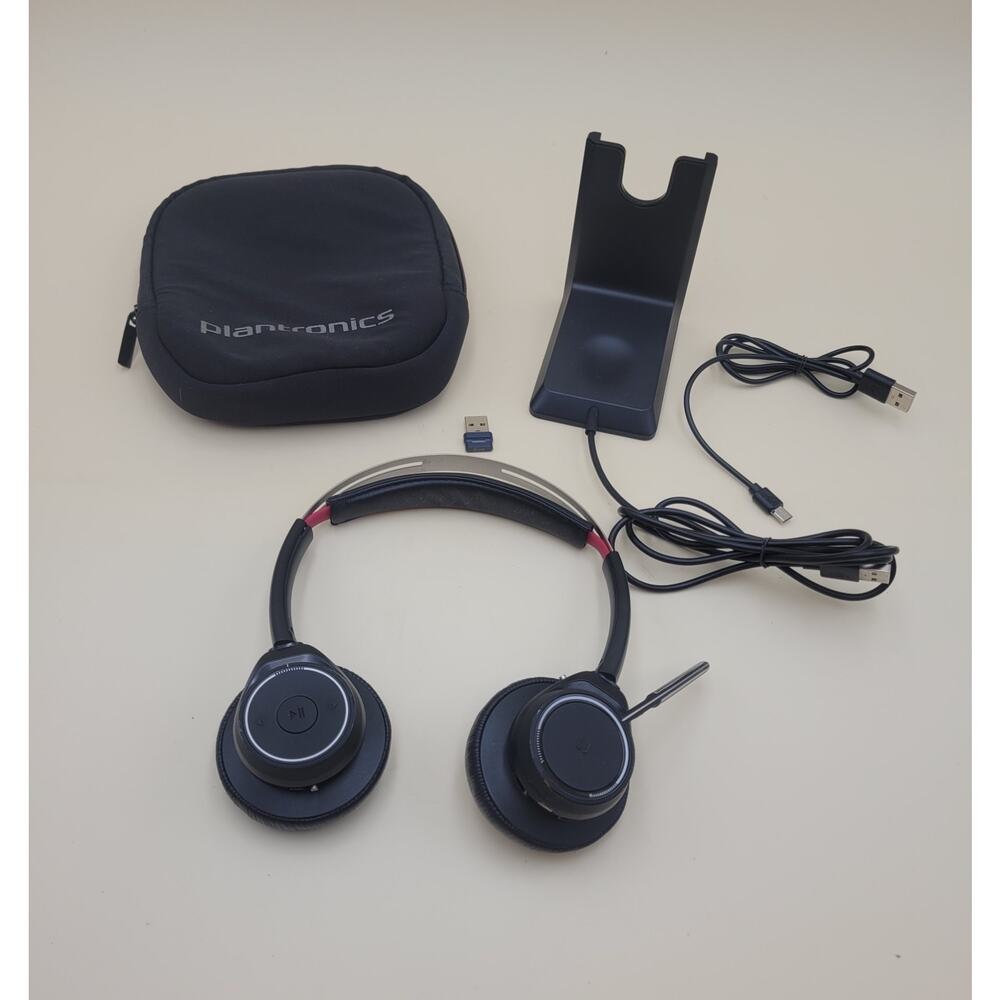 Poly Plantronics Voyager Focus UC B825-M Bluetooth Headset w/ Stand & Dongle